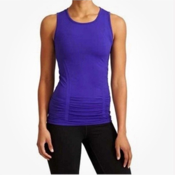 Athleta Size XS Fast Fastest Track Racerback Tank Top Ruched Front Purple - Picture 1 of 8